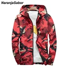 Мужская камуфляжная куртка с капюшоном NaranjaSabor, повседневная весенняя куртка размера плюс, 6XL, 7XL