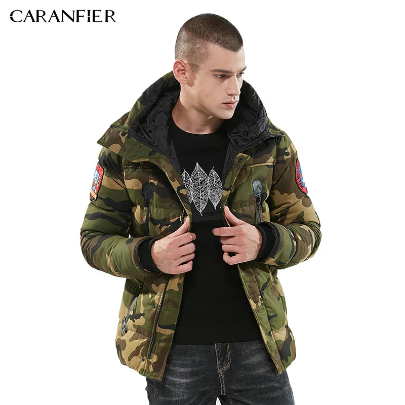 Бренд CARANFIER, мужские зимние теплые пальто, военные камуфляжные куртки, мужские парки, пилот, куртки, пальто, мужская зимняя куртка с капюшоном