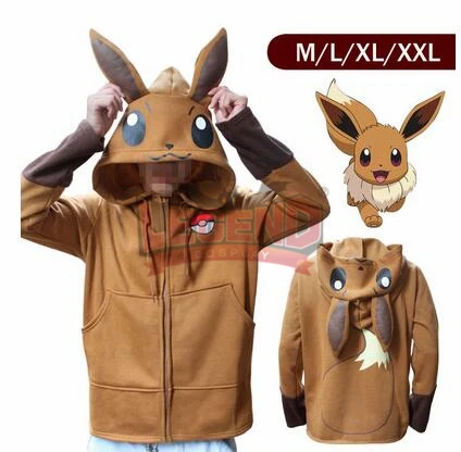 Eevee Косплей Легенда Покемон lets go костюм на Хэллоуин Аниме Покемон Eevee толстовки Косплей куртки для мужчин и женщин пальто - Цвет: Eevee