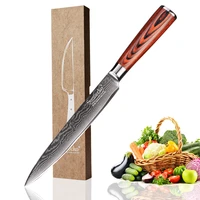 sunnecko 8 slicing knife damascus japanese vg10 steel blade kitchen knives pakka wood handle sharp meat fruit chef cutter tool