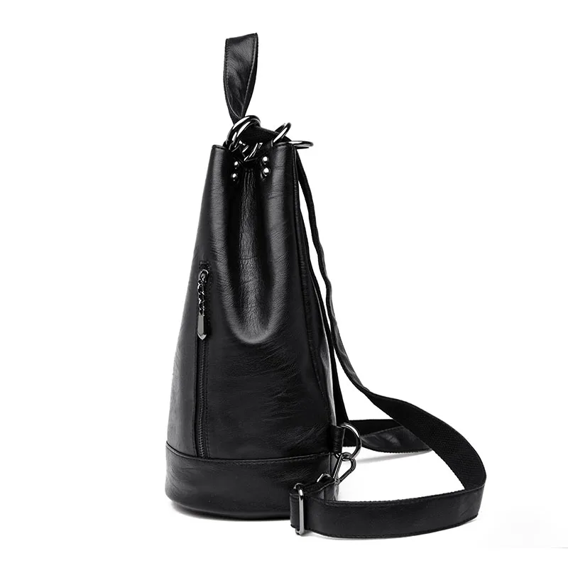 Женский кожаный рюкзак большой вместительный дорожный винтажный Школьный