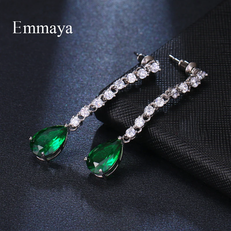 Женские серьги с фианитом Emmaya роскошные зеленого цвета украшения на день