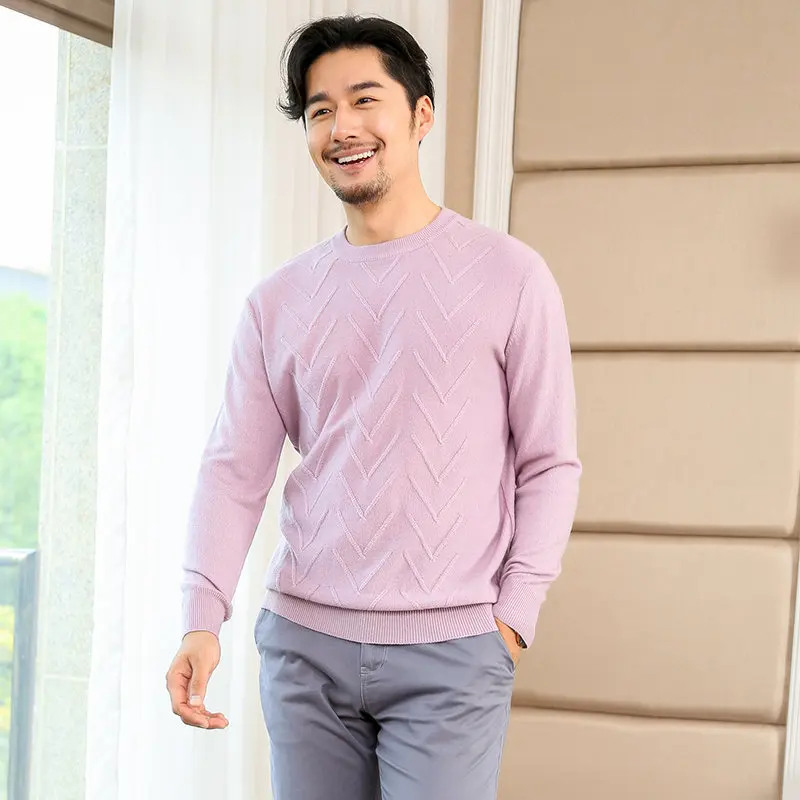 Smpevrg autumn winter thick cashmere sweater men pullovers O-neck long sleeve casual pullover men sweater knitted jumpers warm - Цвет: fen zi se