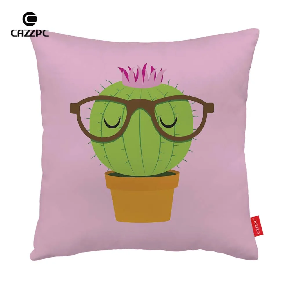 Розовый милый думая кактус Очки принтом автомобиля декоративные Пледы Подушки