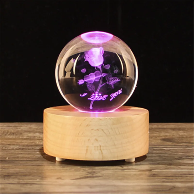 Christmas Gift Snow Globe Crystal ball music box, wooden Bluetooth speaker