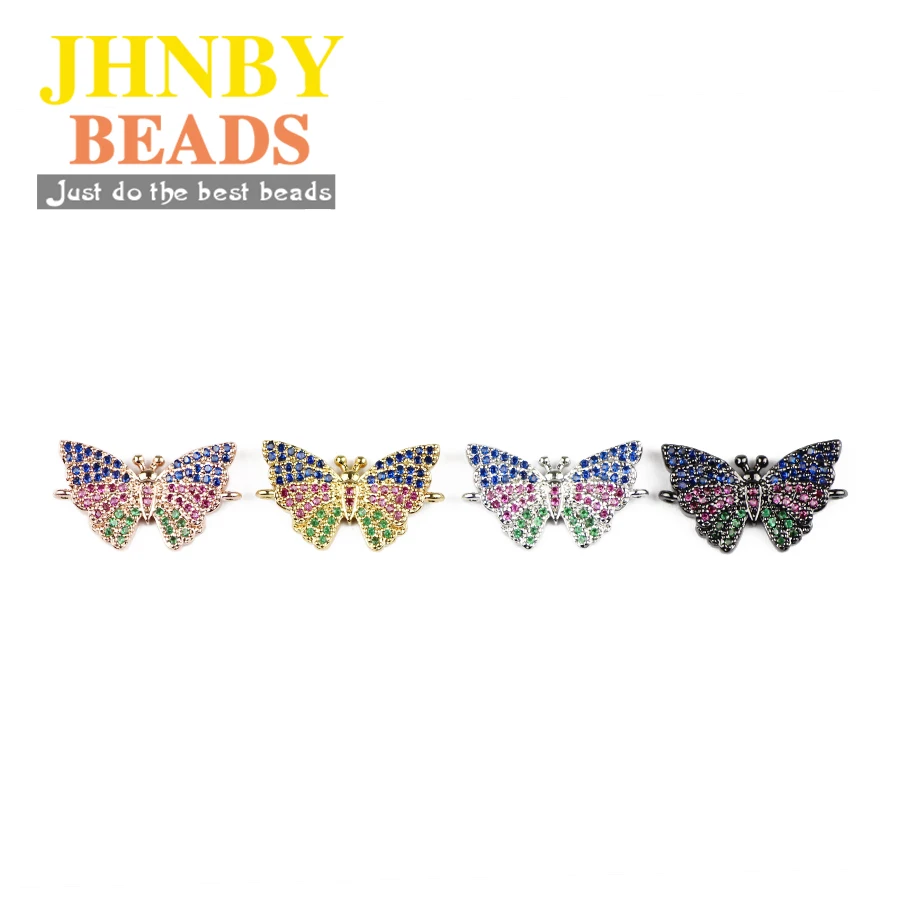 JHNBY 1PCS butterfly bracelet necklace Pendant accessories brass Pave Zircon Charms women beads for Jewelry making DIY Findings | Украшения