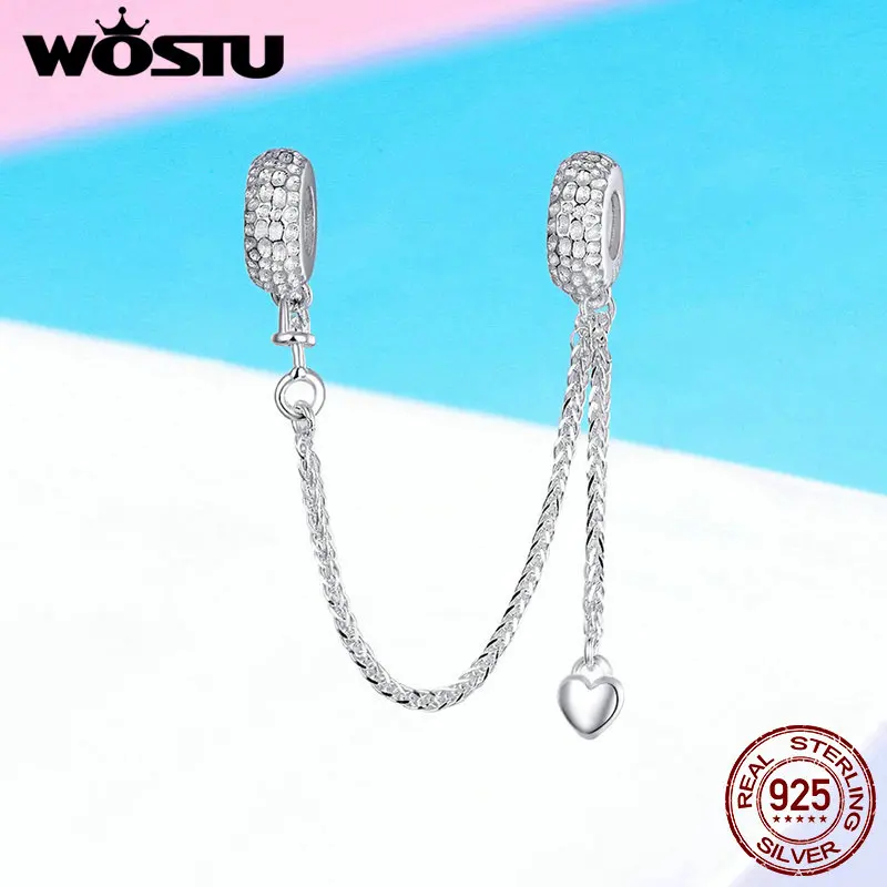 WOSTU Корейская цепочка из стерлингового серебра 925 пробы в форме сердца