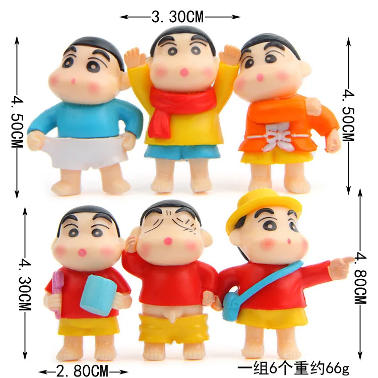 6 шт./партия Crayon Shin Chan Подарочная кукла модель мультфильм анимация фигурка для