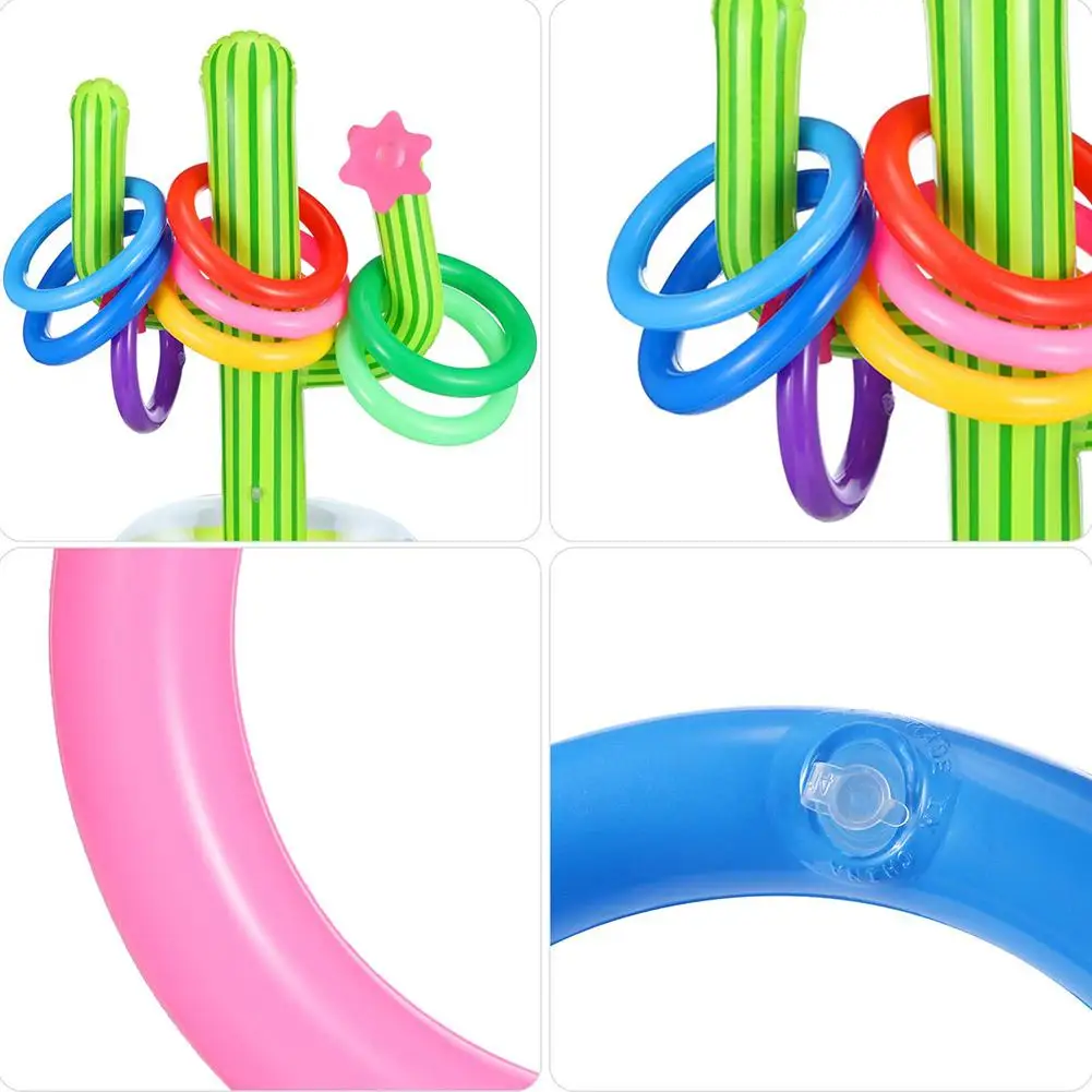 

5PCS Inflatable Cactus Ring Toss Game Set Floating Swimming Ring Summer Outdoor Children's Intelligence Interactive Game
