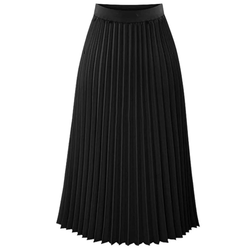 Женская плиссированная юбка летняя весенняя однотонная|chiffon skirt|fashion pleated skirtpleated