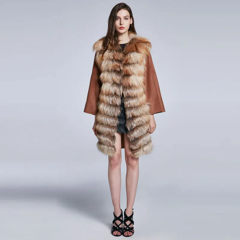 Женские осенне зимние куртки пальто из натурального Лисьего меха куртка