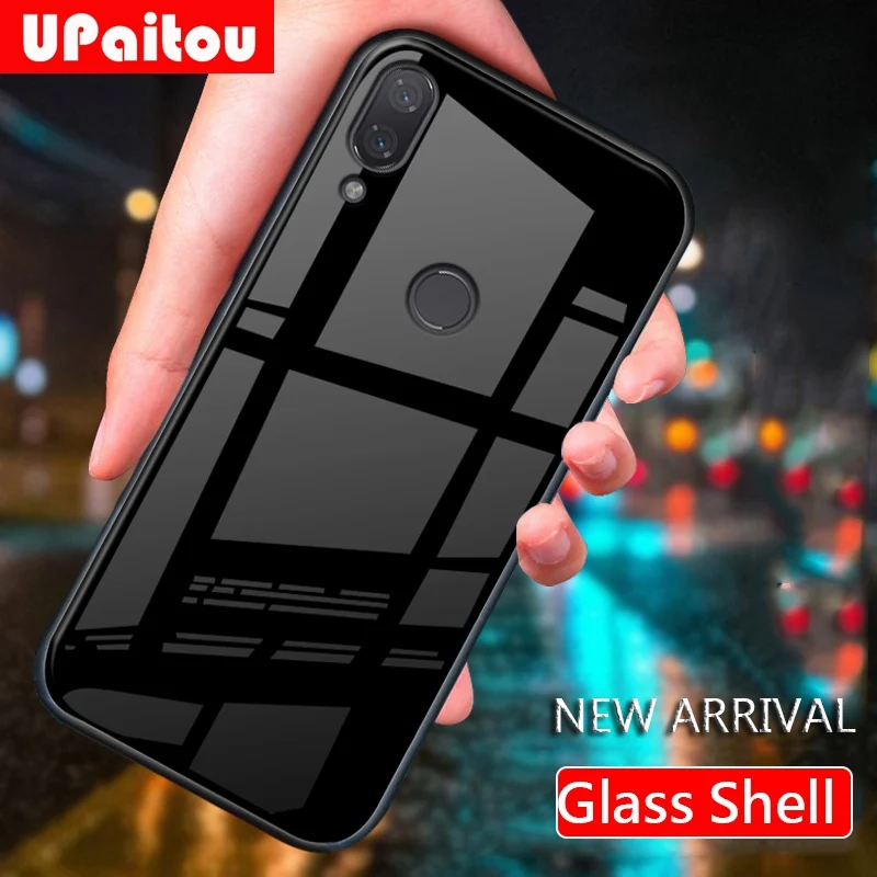 UPaitou Luxury Tempered Glass Case for Xiaomi Redmi Note 7 Pro TPU Bumper Shockproof For New Phone |