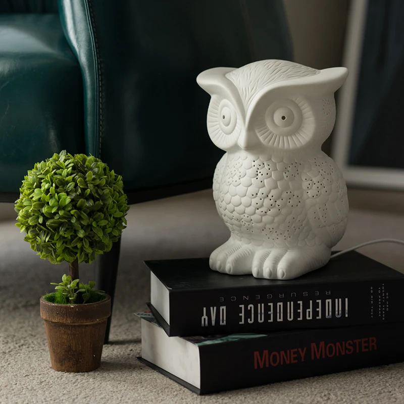 Creative Novelty White Ceramic Owl Table Lamp for Bedroom Bedside Living Room Kid's Present Cartoon Night Light 1700 | Освещение