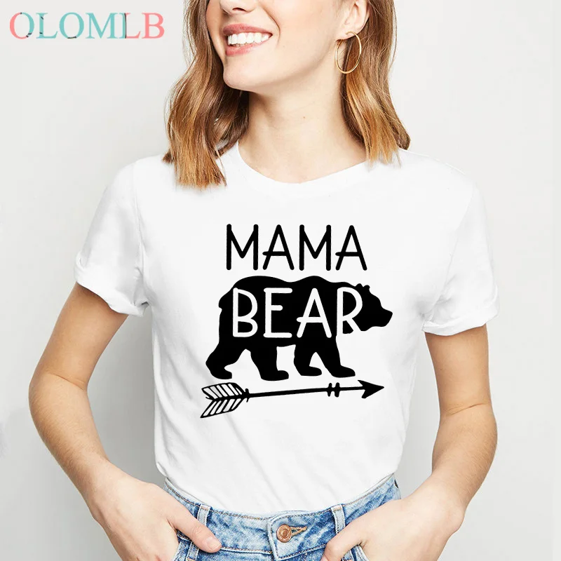 Mama bear Футболка для женщин летняя футболка с круглым вырезом мамы подарок