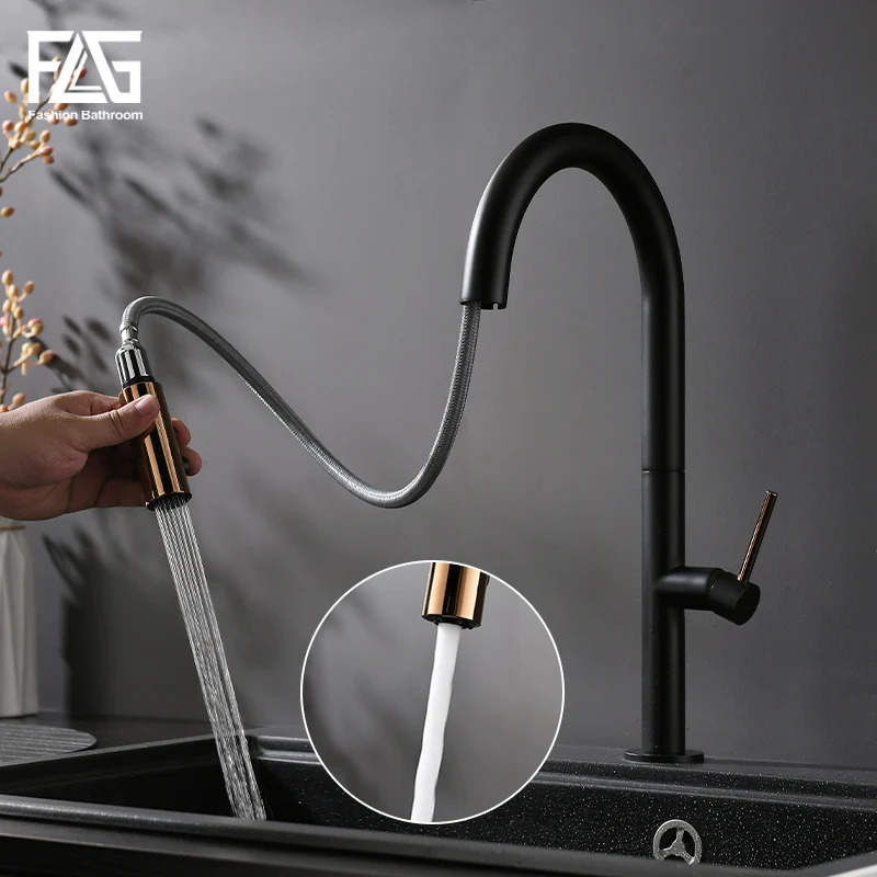

FLG Kitchen Faucets Single Handle Swivel 360 Rotation Black White Gold Cold and Hot Water Cozinha Torneira Kitchen Mixer Tap1074