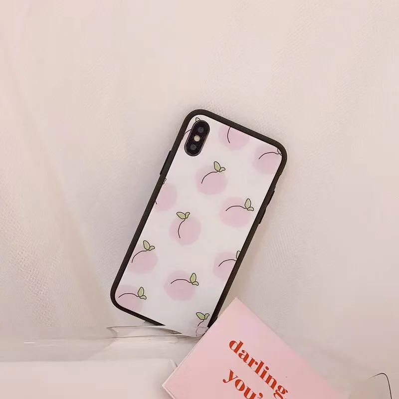 Милые корейские стеклянные чехлы для телефонов iPhone X 8 7 6 6S Plus модный защитный