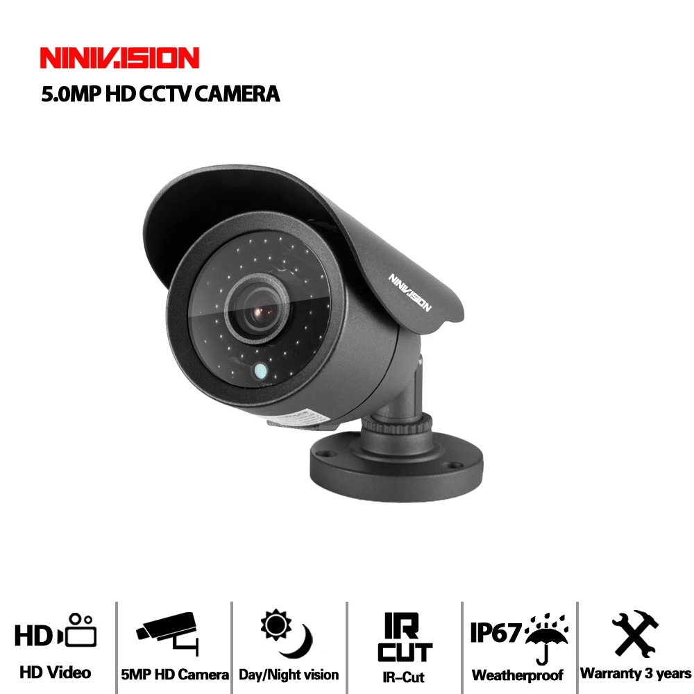 NINIVISION супер видеонаблюдение HD аналоговая 5MP AHD камера наблюдения наружная Водонепроницаемая камера 5.0MP с ИК-фильтром