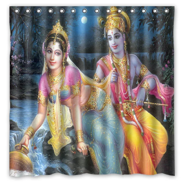 Hinduism Властелин Кришна Водонепроницаемая занавеска для душа ванной s с 12 крючками