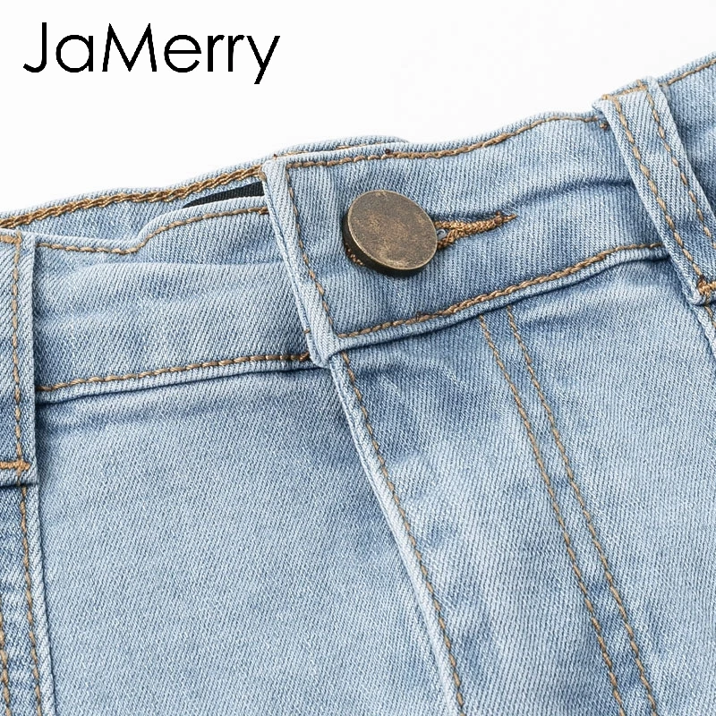 JaMerry, сексуальная женская джинсовая юбка, высокая талия, с кисточками, мини джинсовая юбка, повседневная, праздничная, короткая, летняя, синяя, модная уличная одежда, юбки