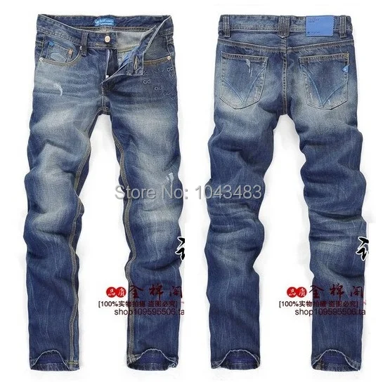 2015 Winter fashion brand Men's jeans casual Classic Simple denim men's pants dark color straight disel free shipping | Мужская