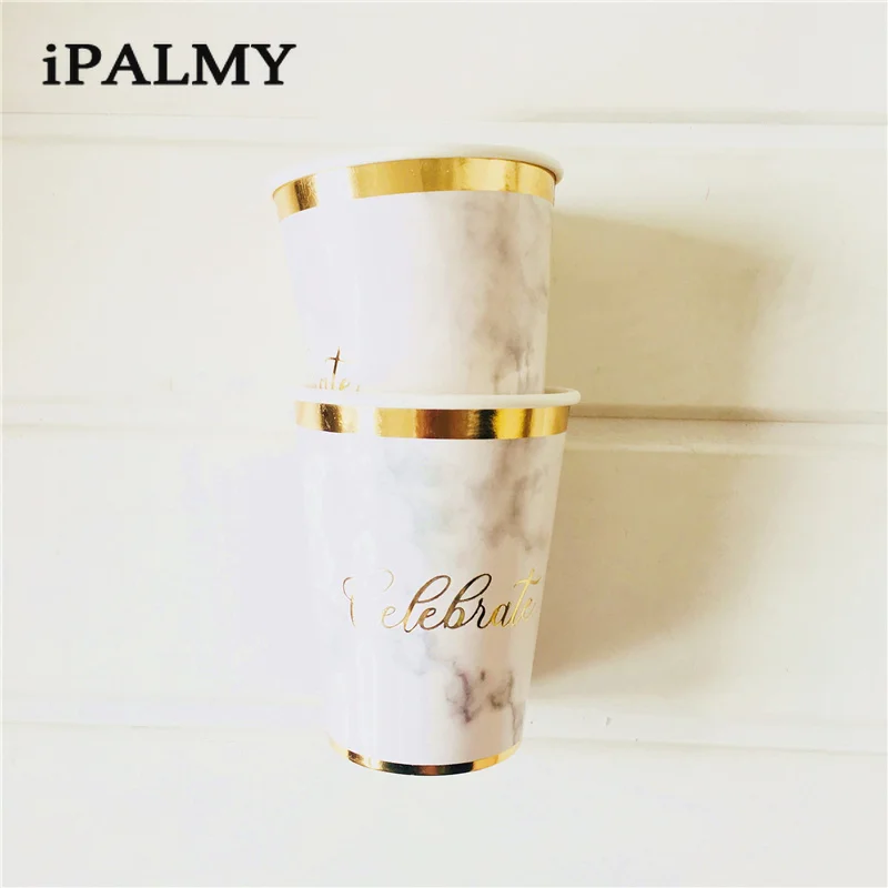 Металлические мраморные золотые бумажные стаканчики ipalmay тарелки салфетки день