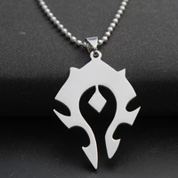 stainless steel world tribal logo charm pendant necklace game logo symbol necklace men and women game player popular necklace