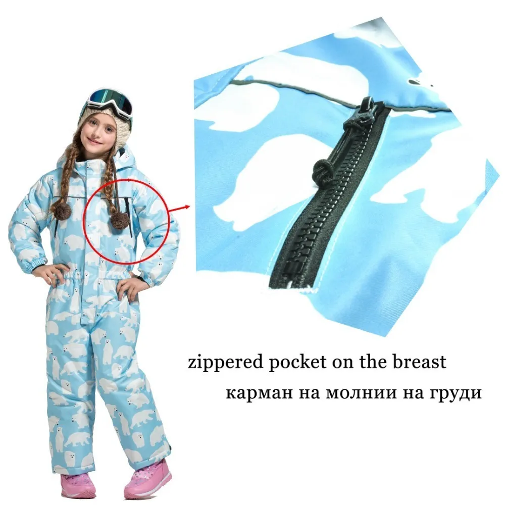 Vector Warm Kids Ski Hooded Suit Snowboard Overall Children Snow Winter Outdoor Waterproof Windproof Boy Girls Skiing Clothes|Лыжные