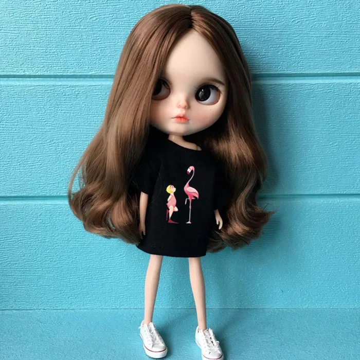 30 см Blyth Кукла одежда черная футболка длинная одежда подходит blyth pullip barbi azone kurhn 1/6 кукла модное платье для Барби