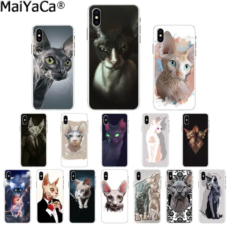 MaiYaCa чехол для телефона с изображением Сфинкса и кота татуировкой Apple iPhone 8 7 6 6S Plus X
