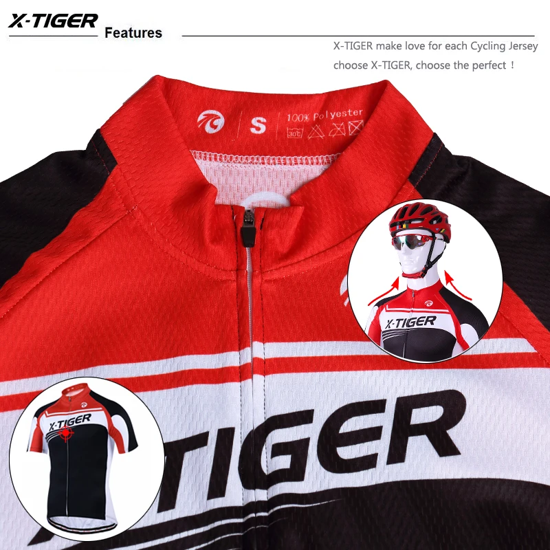 X-TIGER Лето анти-УФ Велоспорт Джерси с коротким рукавом дышащие спортивные одежды для велосипедиста горный велосипед велосипедная одежда