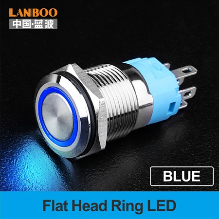 Blue Light Ring LANBOO 16 мм led buttonswitch прямые продажи с фабрики, кнопочный переключатель производство - Цвет: Blue Light Ring