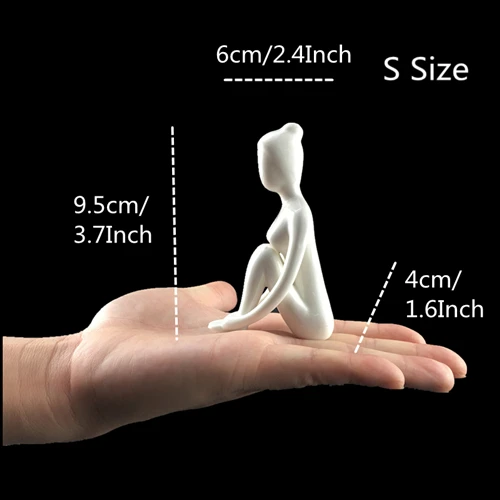 S Size-6 VILEAD 12 видов стилей, белые керамические статуэтки для йоги, абстрактные женские миниатюрные статуэтки для йоги, статуэтки для йоги, украшения для дома - Цвет: S Size-6