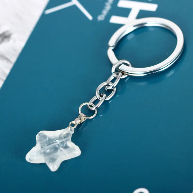 Брелок для ключей Стразы с белым натуральным камнем|keychain accessories|pendant keychainstar keyring |