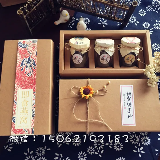 Коробка из крафт бумаги высокого качества 25*13*7 см для 3 стеклянных бутылок 100 мл