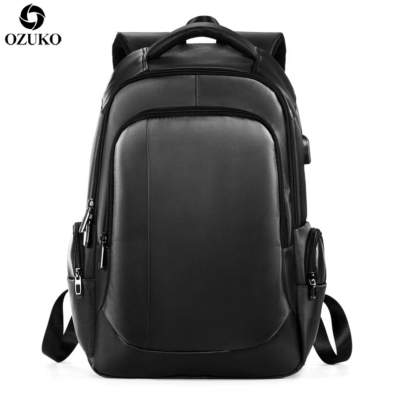 

Рюкзак OZUKO мужской с USB-зарядкой, модный ранец для ноутбука большой вместимости, водонепроницаемый дорожный школьный портфель для подростко...