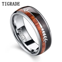 tigrade 8mm tungsten ring for mens wedding band engagement ring silver color wood arrow design dome style size 6 13 for mal
