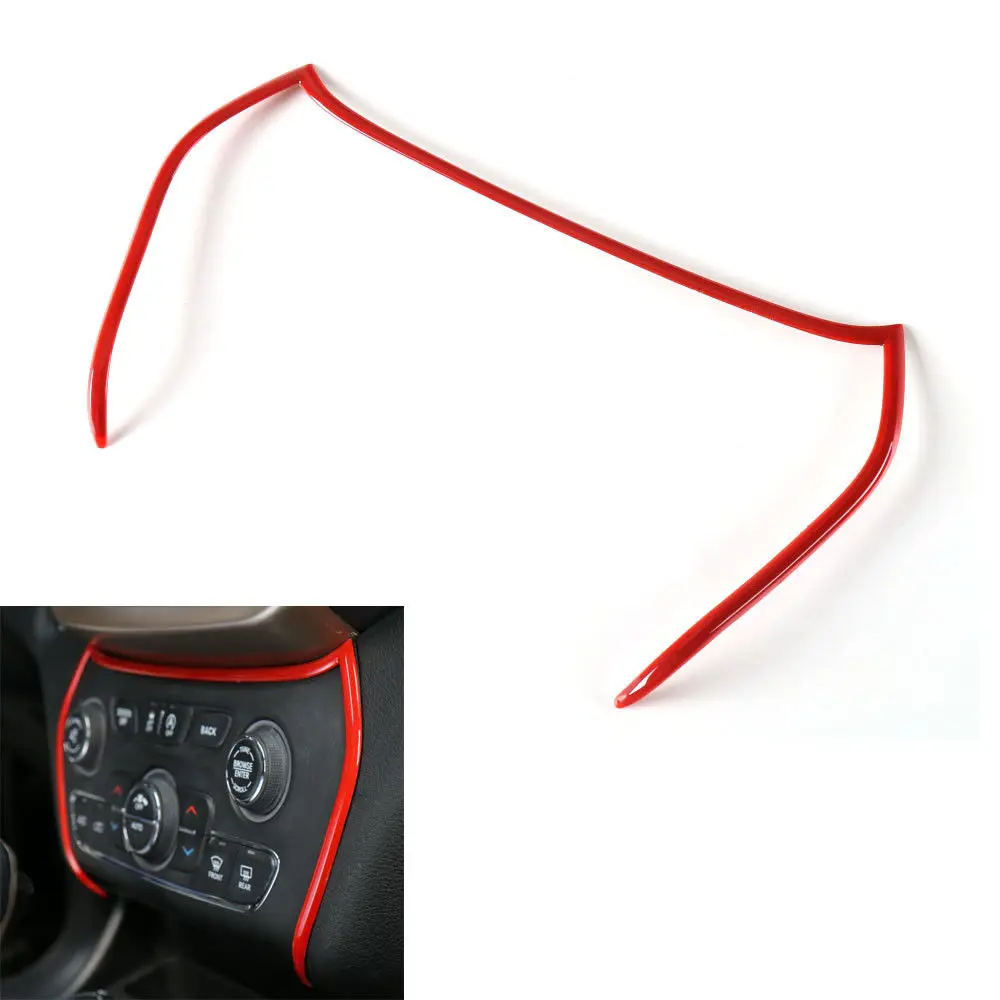 

Red Inner Air Condition Dashboard Panel Frame Cover Strip for Cherokee 14 2015