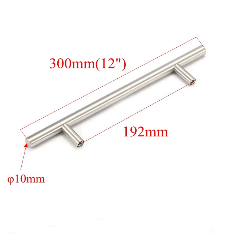 10mm x 12 inch Нержавеющая сталь дверца кухонного шкафа T Бар Ручка тяга ручка для шкафа мебельная Ручка Шкаф Ручка ящика 50 мм-500 мм - Цвет: 10mm x 12 inch
