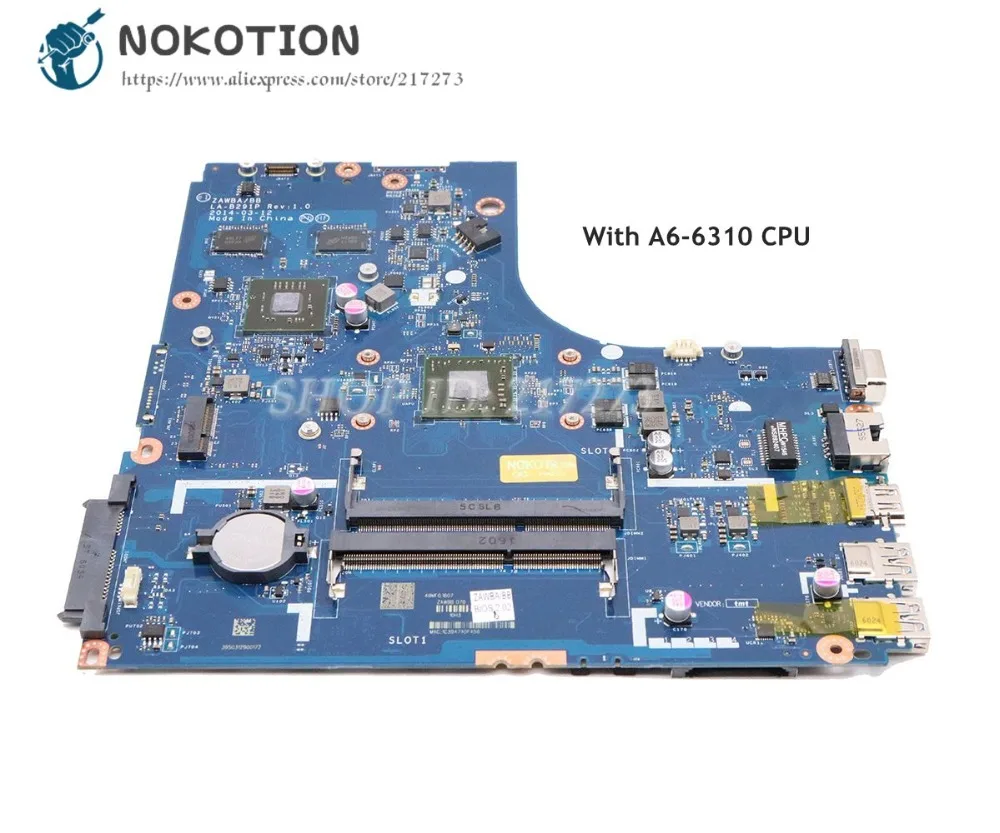 NOKOTION 5B20G37213 ZAWBB LA B291P для Lenovo N50 45 Материнская плата ноутбука A6 6310 CPU DDR3 ATI 8500M R4