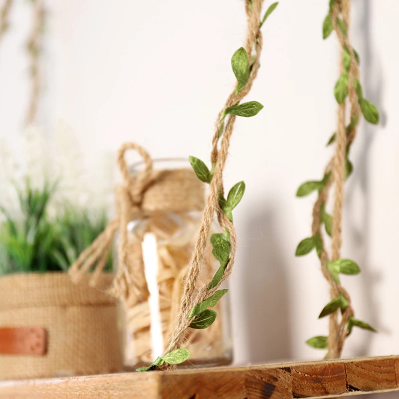 100 м искусственные зеленые листья пеньковая веревка Свадебная вечеринка