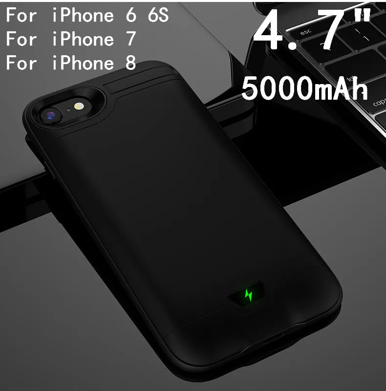 For iPhone 7-Black 5000/8000 мАч запасной внешний аккумулятор чехол для iPhone 6 6S 7 8 Plus тонкий ультра тонкий чехол для зарядки чехол для зарядного устройства - Цвет: For iPhone 7-Black
