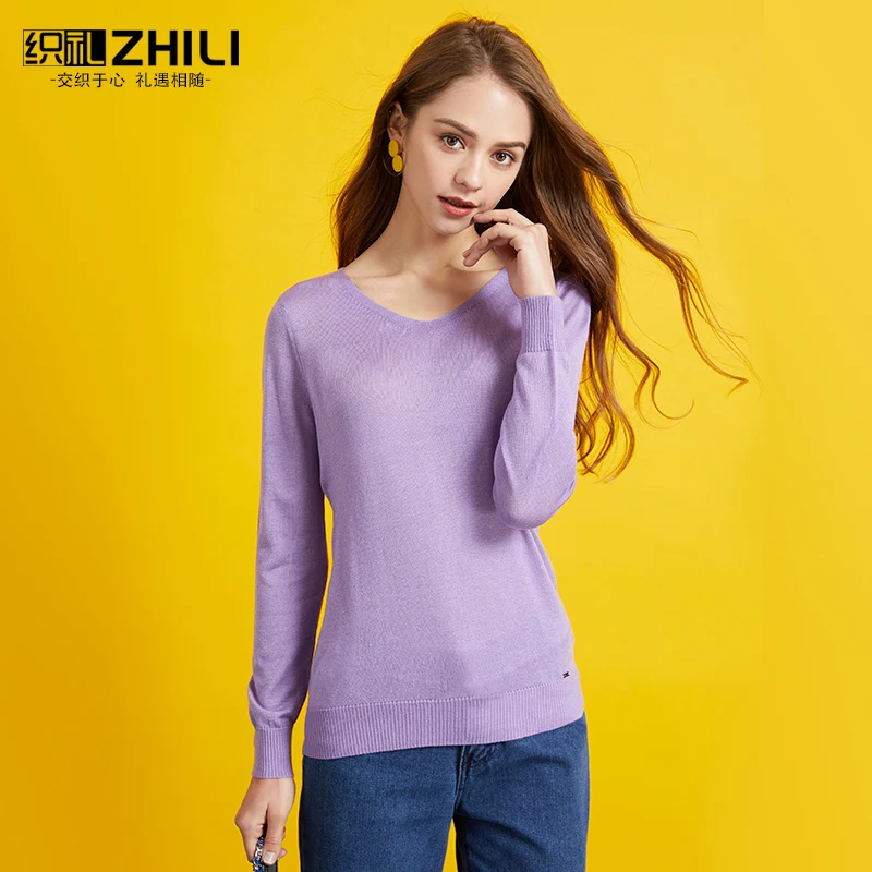

ZHILI 2019 Spring Pure Color Thin sweater