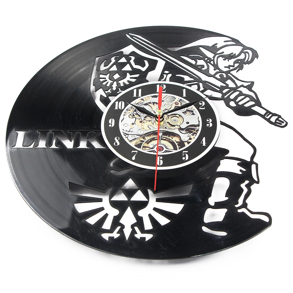Klok Horloge Murale виниловые настенные часы дизайн Легенда о Zelda тема полые диск