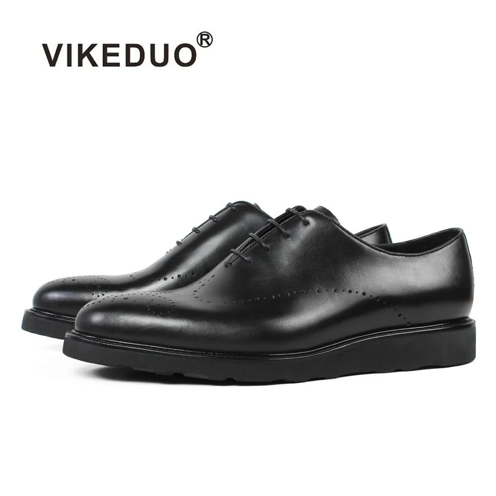 Мужские черные официальные классические туфли VIKEDUO броги свадебная офисная