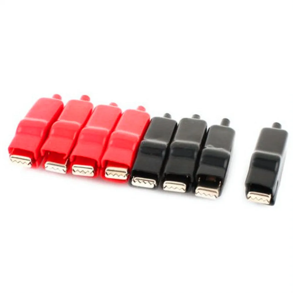 

8 Pcs 78mm Length Electric Alligator Test Clip Clamp Red Black