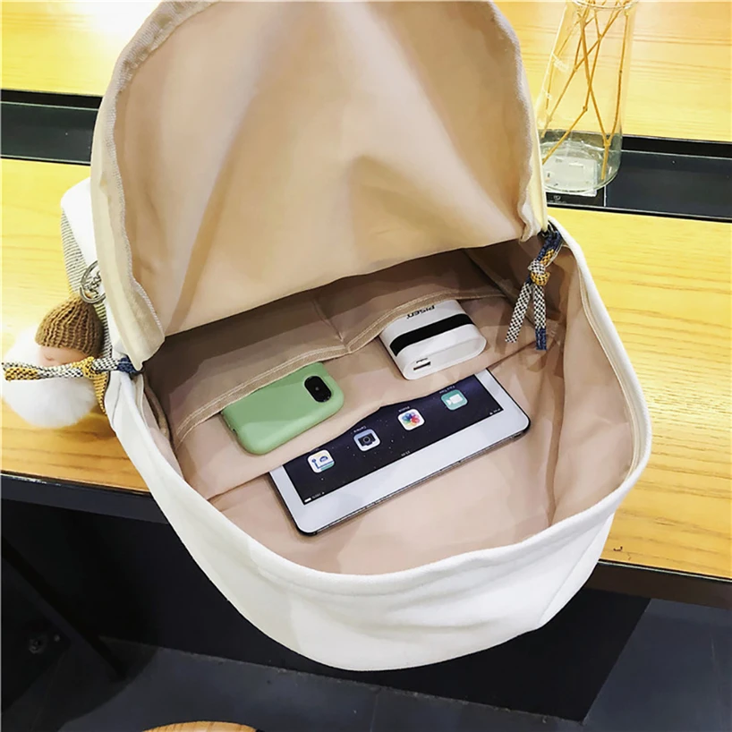 Aelicy Canvas Backpack Bag Teenager Japanese Plaid Stripe Backpacks Women Students School Bags Girls Summer Leisure Fresh Style | Багаж и