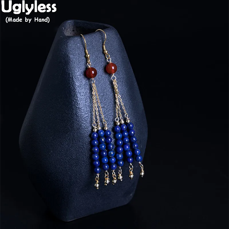 Серьги Uglyless Real 925 пробы серебряные этнические богемные серьги с бисером