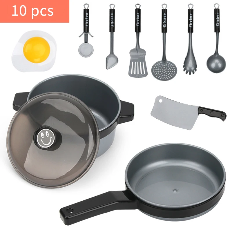 10pcs 44 шт., детская мини-кухонная игрушка, кухонная утварь котелок кастрюля, дети, ролевые игры для повара, игрушка для моделирования, кухонная утварь, игрушки, детский подарок - Цвет: 10pcs