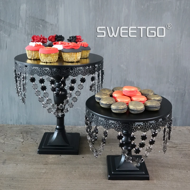 Черная Хрустальная подставка для торта SWEETGO инструменты демонстрации из помадки