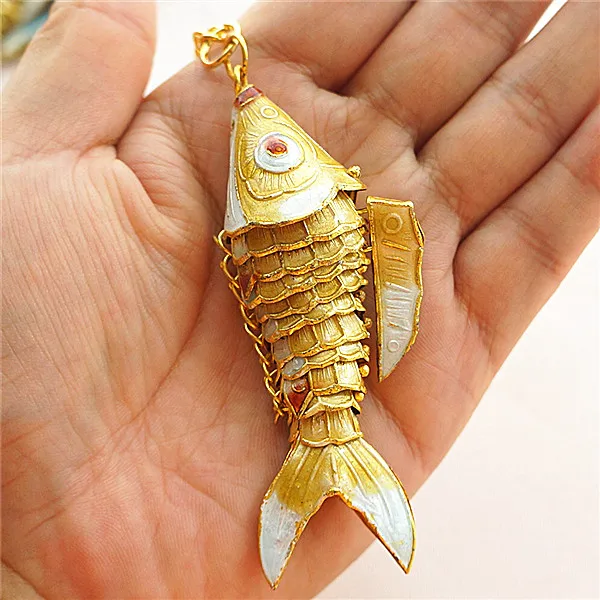 Цвет: желтый Кантри 7,5 качели кои рыбы брелки китайская перегородчатая эмаль карп аксессуары ремесла Эмаль Мода животных брелок этнический подарок - Цвет: Цвет: желтый